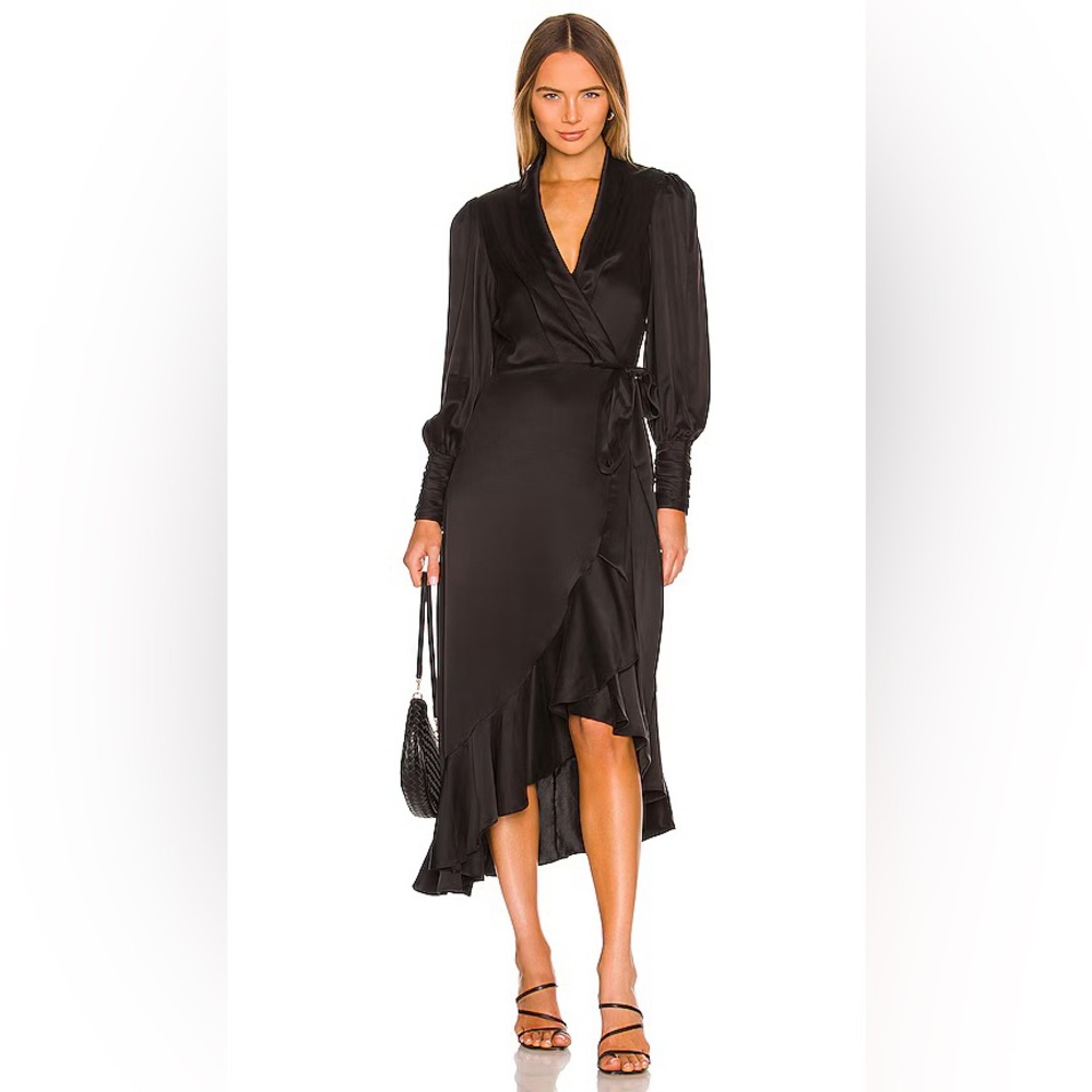 Zimmermann Silk Black Wrap Midi Dress